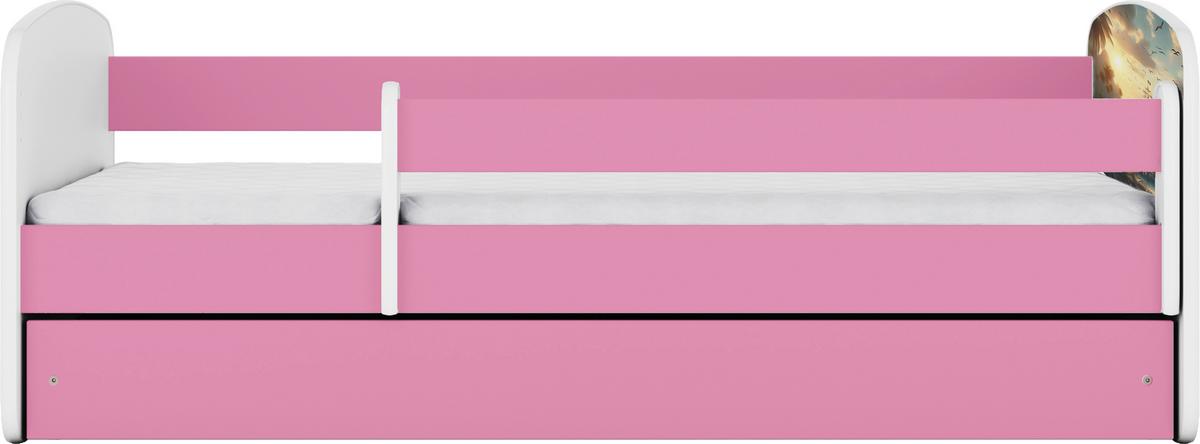 Kinder-/Juniorbett Babydreams Weiß/Pink B: 80cm - Pink/Birkefarben, MODERN, Holz/Holzwerkstoff (80/160cm) - MID.YOU