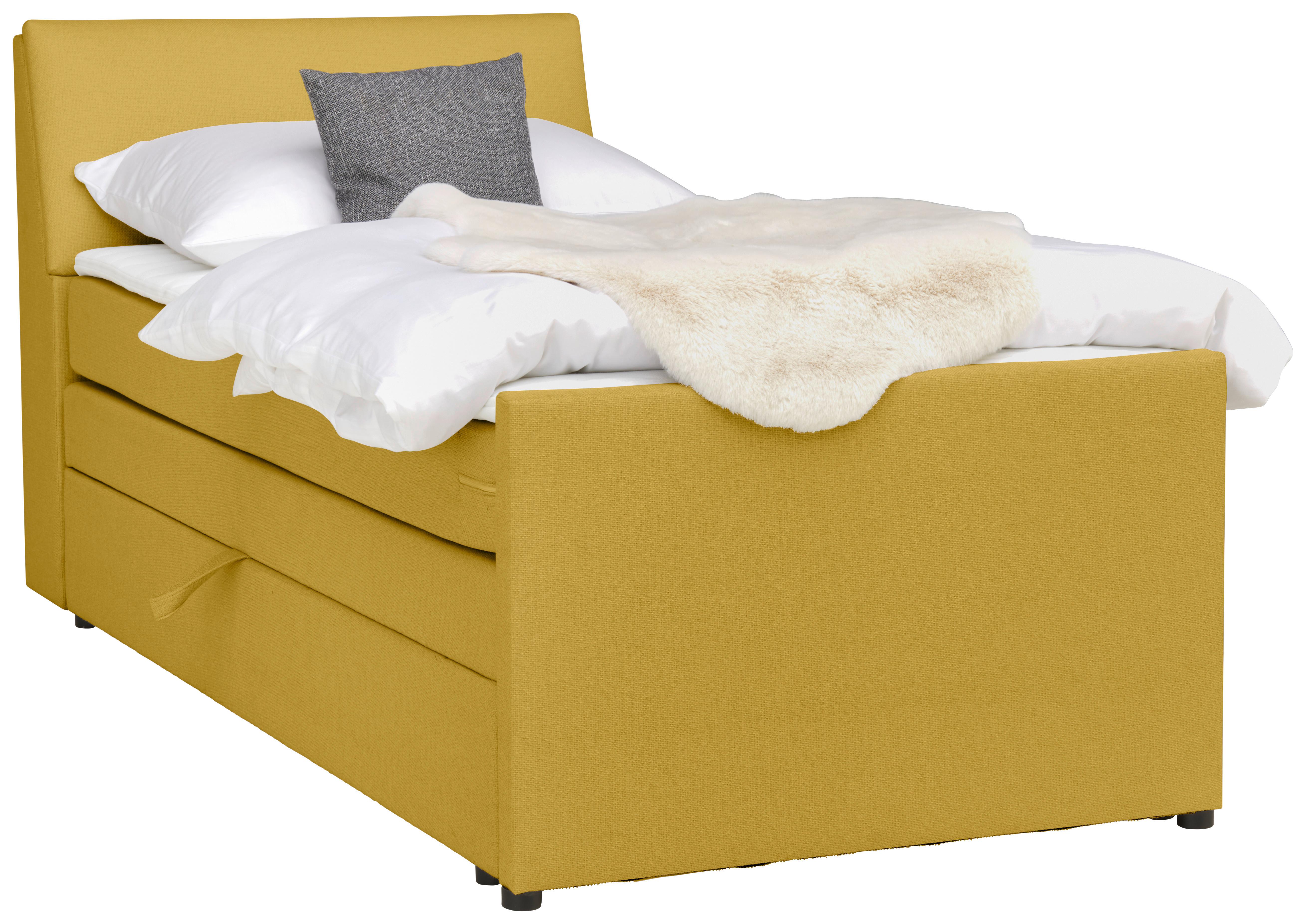 Boxspringbett Mit Bettkasten Nida 100x200 Cm Gelb - Gelb/Schwarz, MODERN, Holz/Textil (100/200cm) - MID.YOU