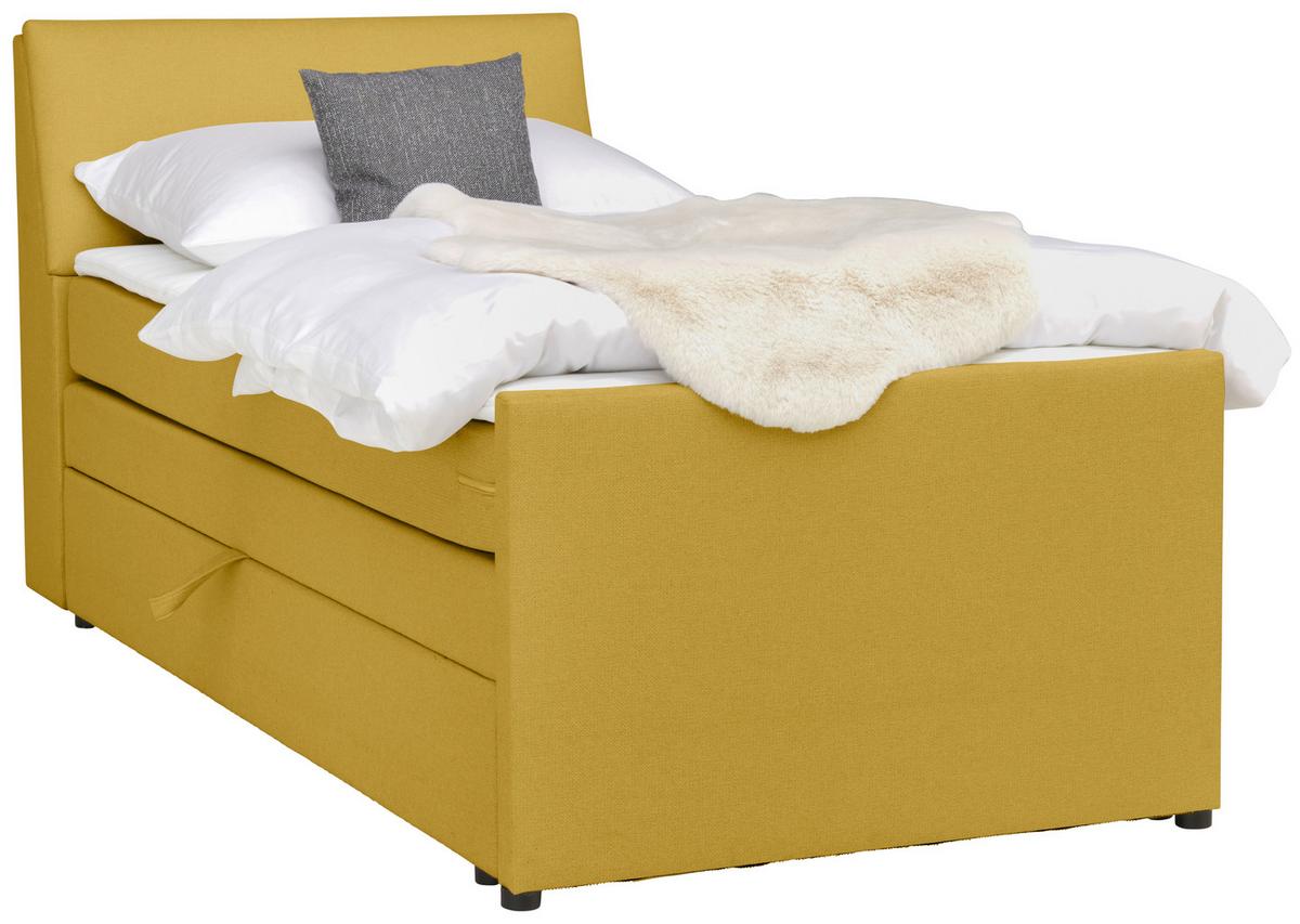 Boxspringbett Mit Bettkasten Nida 100x200 Cm Gelb - Gelb/Schwarz, MODERN, Holz/Textil (100/200cm) - MID.YOU