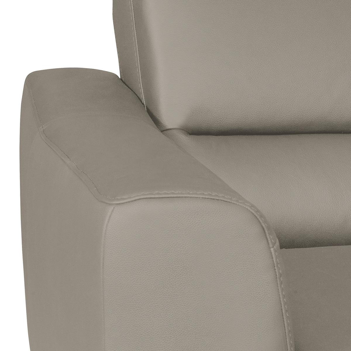 Ecksofa Santos Platinfarben S: 241 cm - Platinfarben/Chromfarben, Design, Leder/Textil (241/168cm) - Livetastic