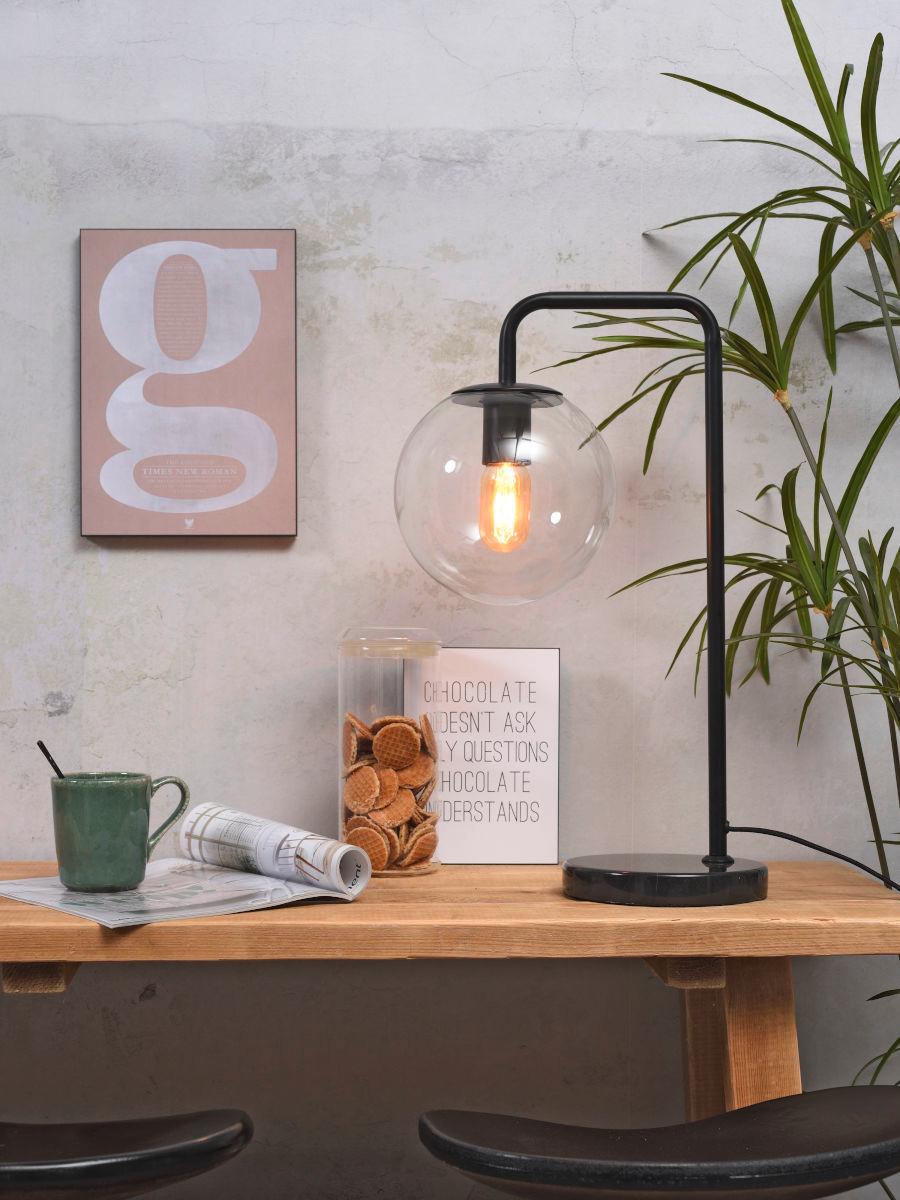 Tischleuchte Warsaw/t/b - Transparent/Schwarz, Trend, Glas (32/20/53cm) - It's about Romi