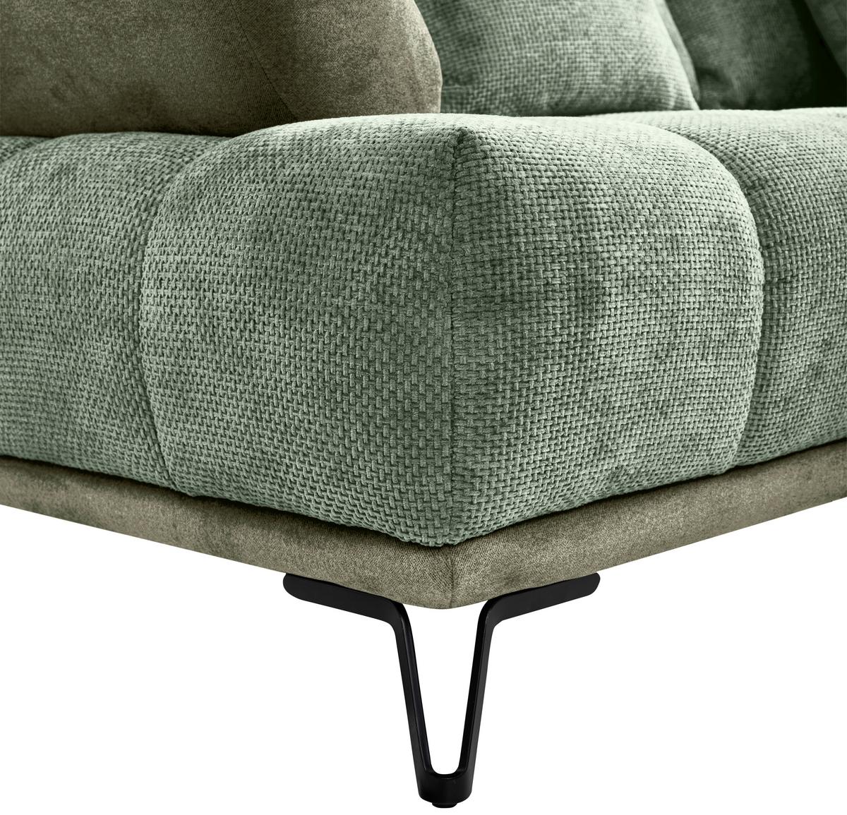 ECKSOFA LARGO N Grün S: 262x184 cm - Schwarz/Grün, MODERN, Textil (262/184cm) - MID.YOU