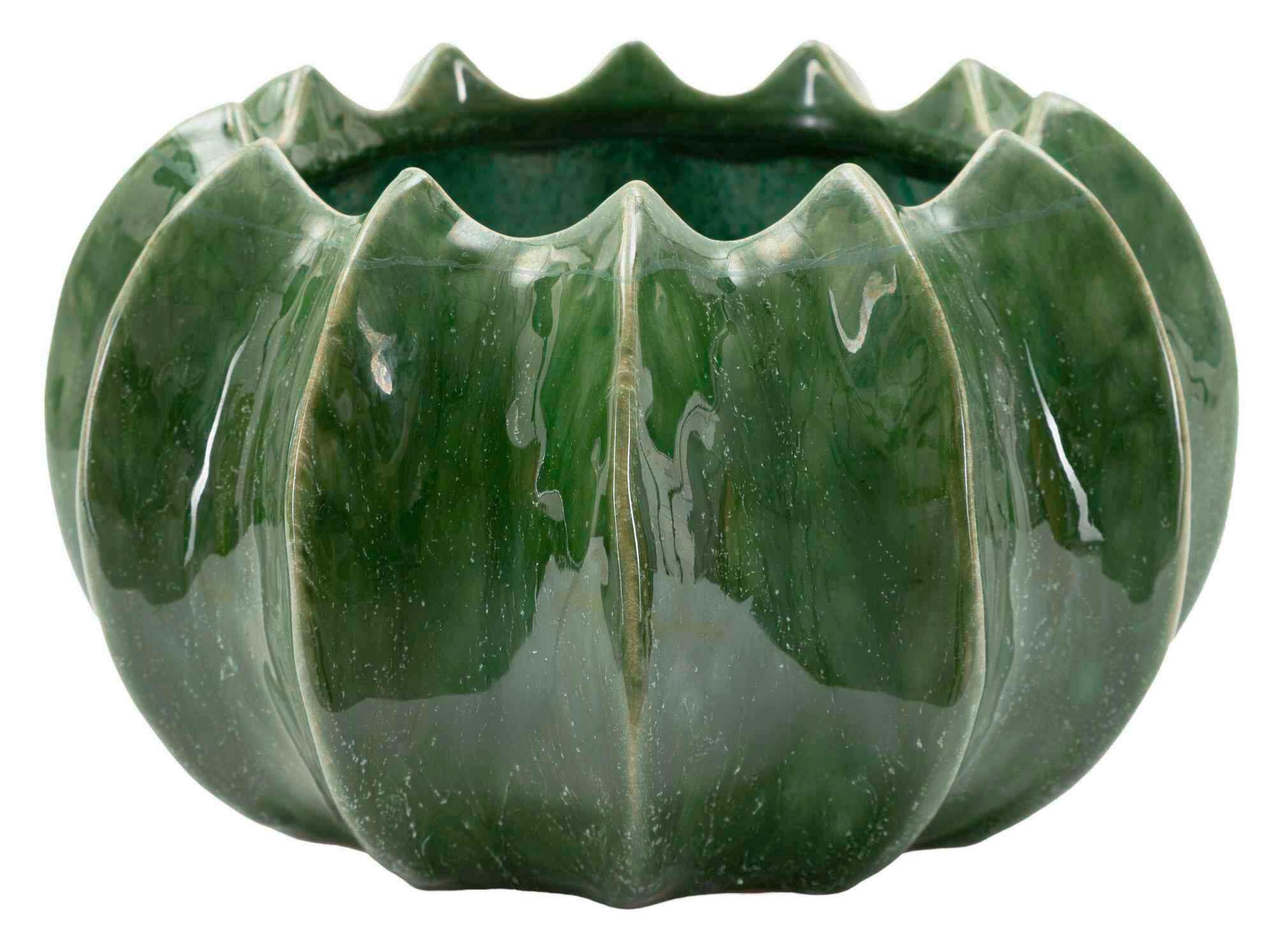 Vase Cactus Basket Grün B: 22 cm - Grün, Basics, Keramik (22/13,5/22cm)