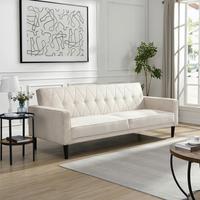 Schlafsofa Aarhus Creme, mit Schlaffunktion - Creme/Braun, Basics, Textil (213/81/86cm) - Livetastic