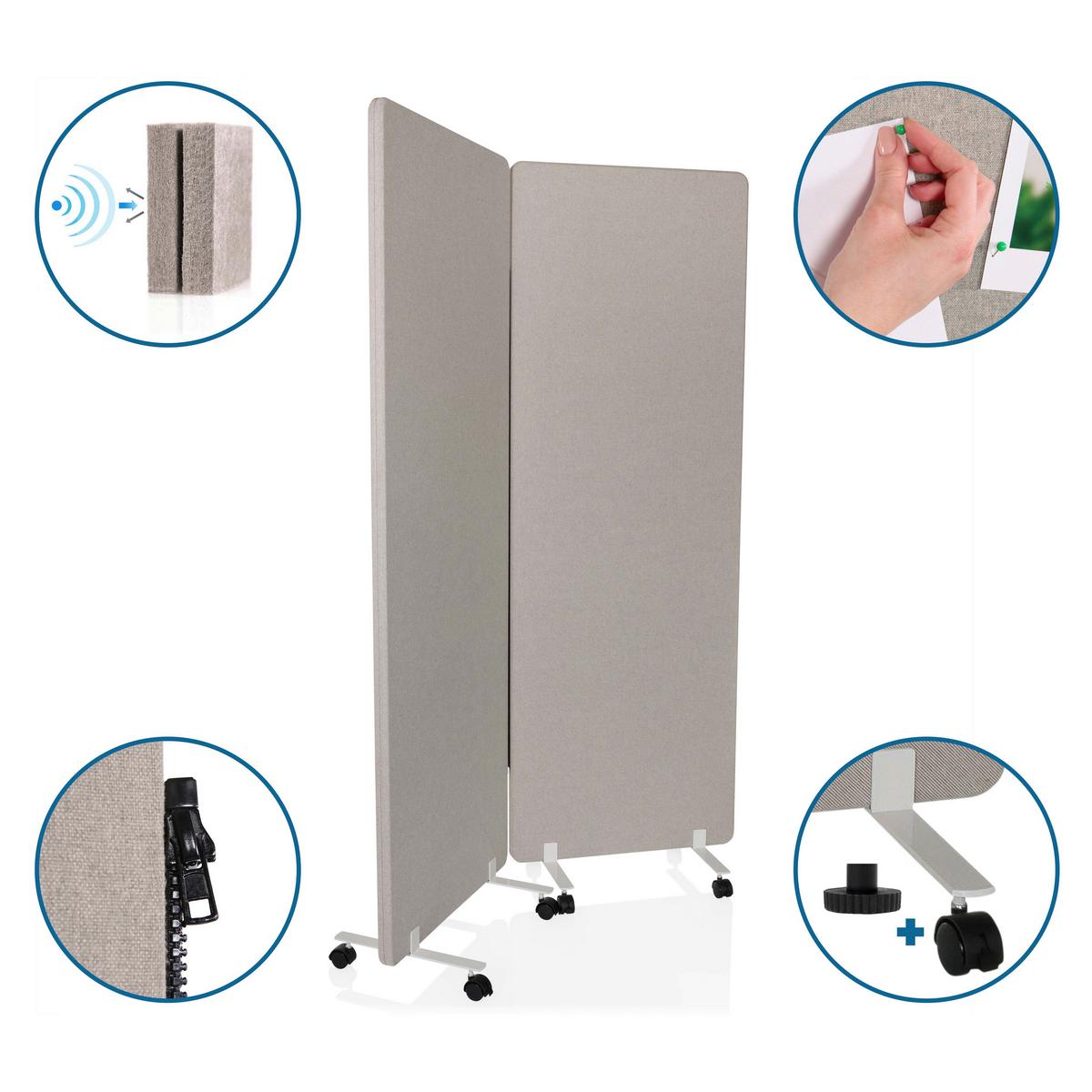 Trennwand Fleximut 1 Grau B: 60 cm - Grau, Basics, Textil (60/177/35cm) - MID.YOU