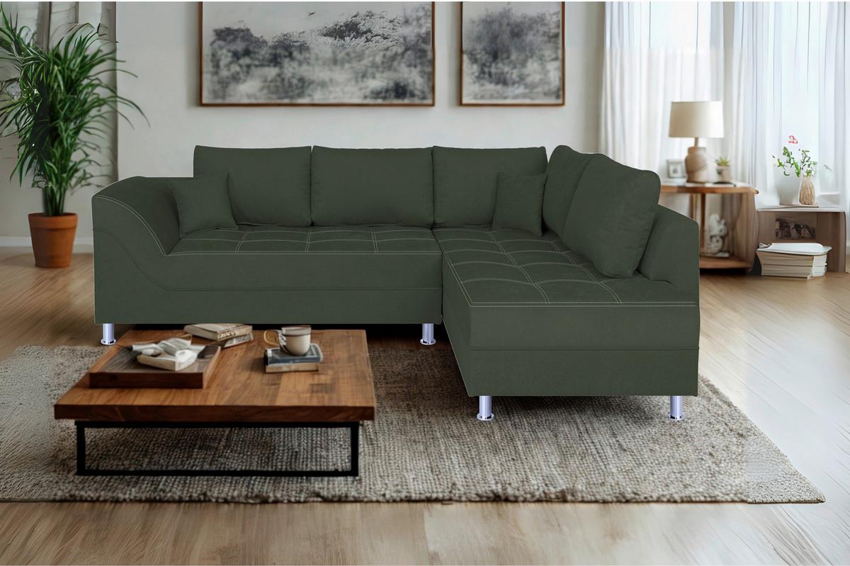 Rohová sedačka BENNY, obojstranná, tmavozelená - čierna/tmavozelená, Design, kompozitné drevo/textil (267/202cm) - P & B