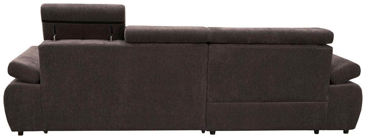 Rohová sedačka VEGAS, levá, tmavě hnědá žinylka - tmavě hnědá/černá, Design, dřevo/textil (173/294cm)