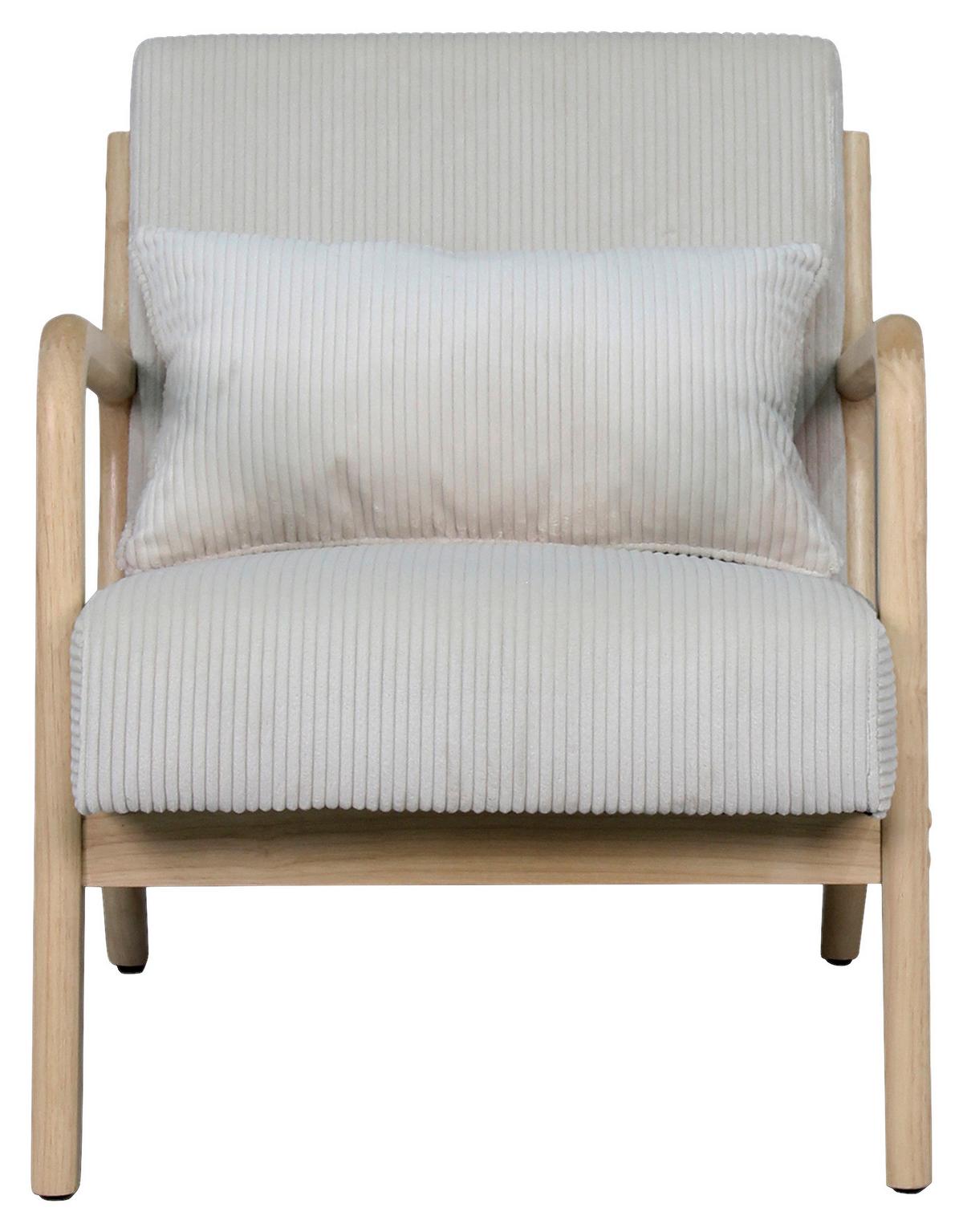 Sessel Nohr Elfenbeinfarben B: 65 cm - Elfenbein/Braun, Basics, Holz/Textil (65/81/76cm) - MID.YOU