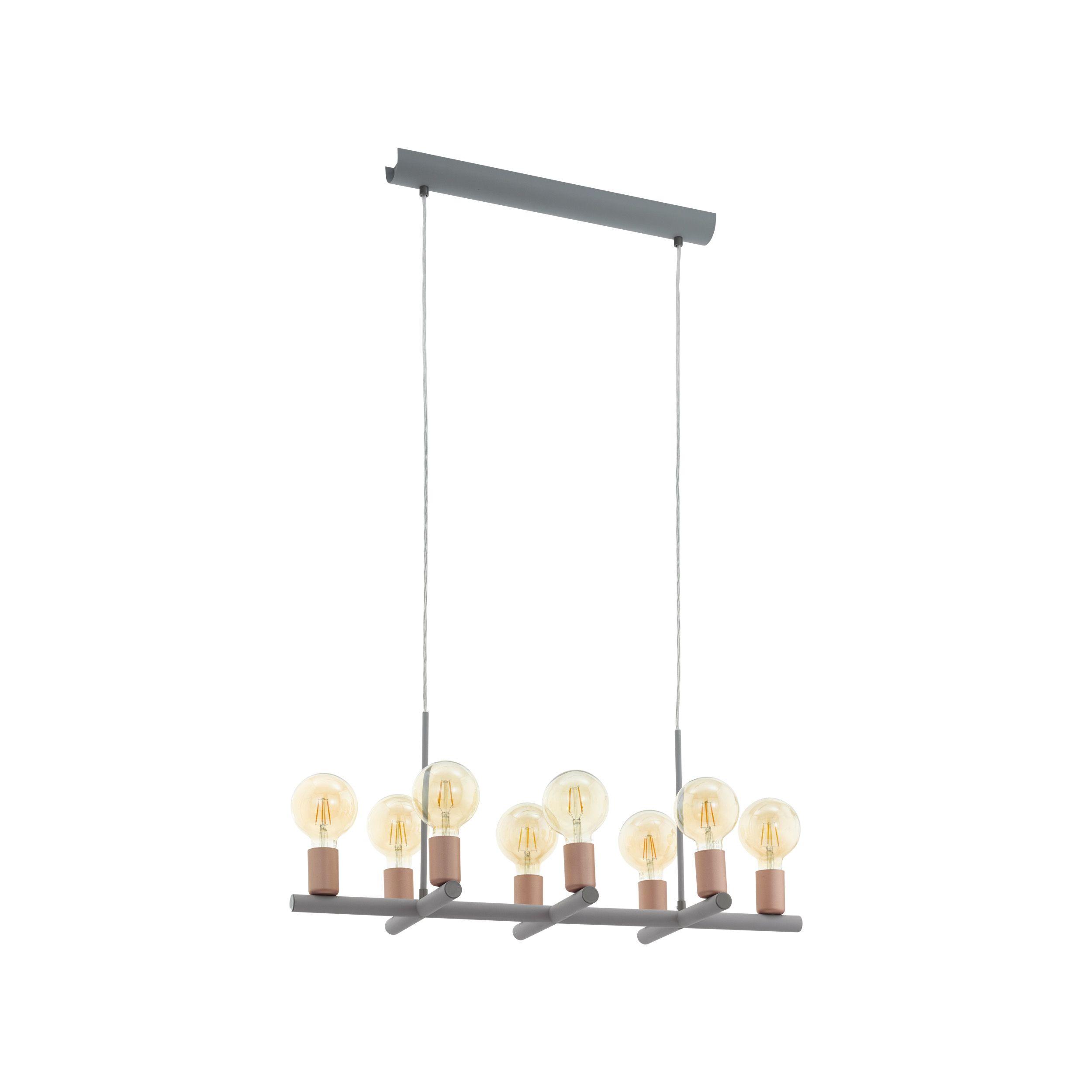 Hängeleuchte Adri H: 110 cm 8-Flammig, Grau/Gold - Goldfarben/Grau, LIFESTYLE, Metall (78,5/30,5/110cm) - Eglo