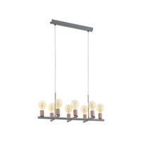 Hängeleuchte Adri H: 110 cm 8-Flammig, Grau/Gold - Goldfarben/Grau, LIFESTYLE, Metall (78,5/30,5/110cm) - Eglo