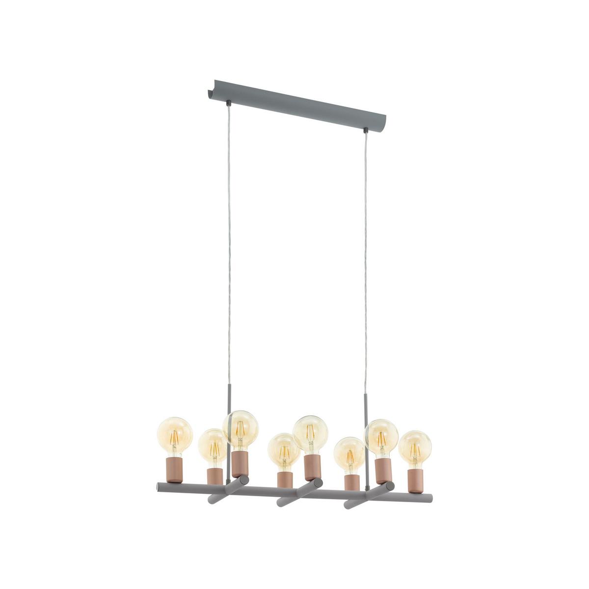 Hängeleuchte Adri H: 110 cm 8-Flammig, Grau/Gold - Goldfarben/Grau, LIFESTYLE, Metall (78,5/30,5/110cm) - Eglo