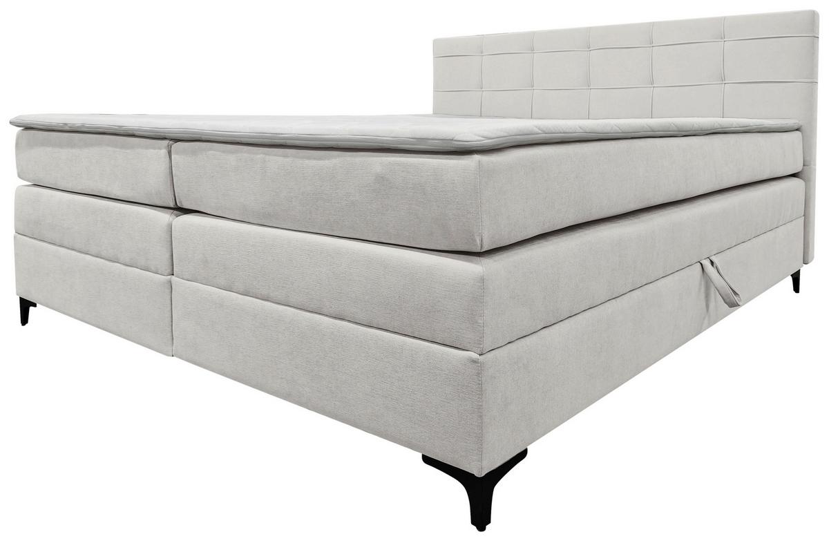 Boxspringbett Mitto mit Topper 180x200 cm - Champagner/Schwarz, KONVENTIONELL, Textil/Metall (180/200cm)