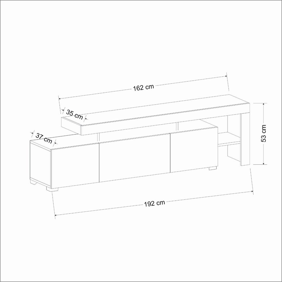 TV-ELEMENT Anthrazit B: 192cm - Anthrazit, MODERN, Holzwerkstoff (192/53/37cm)