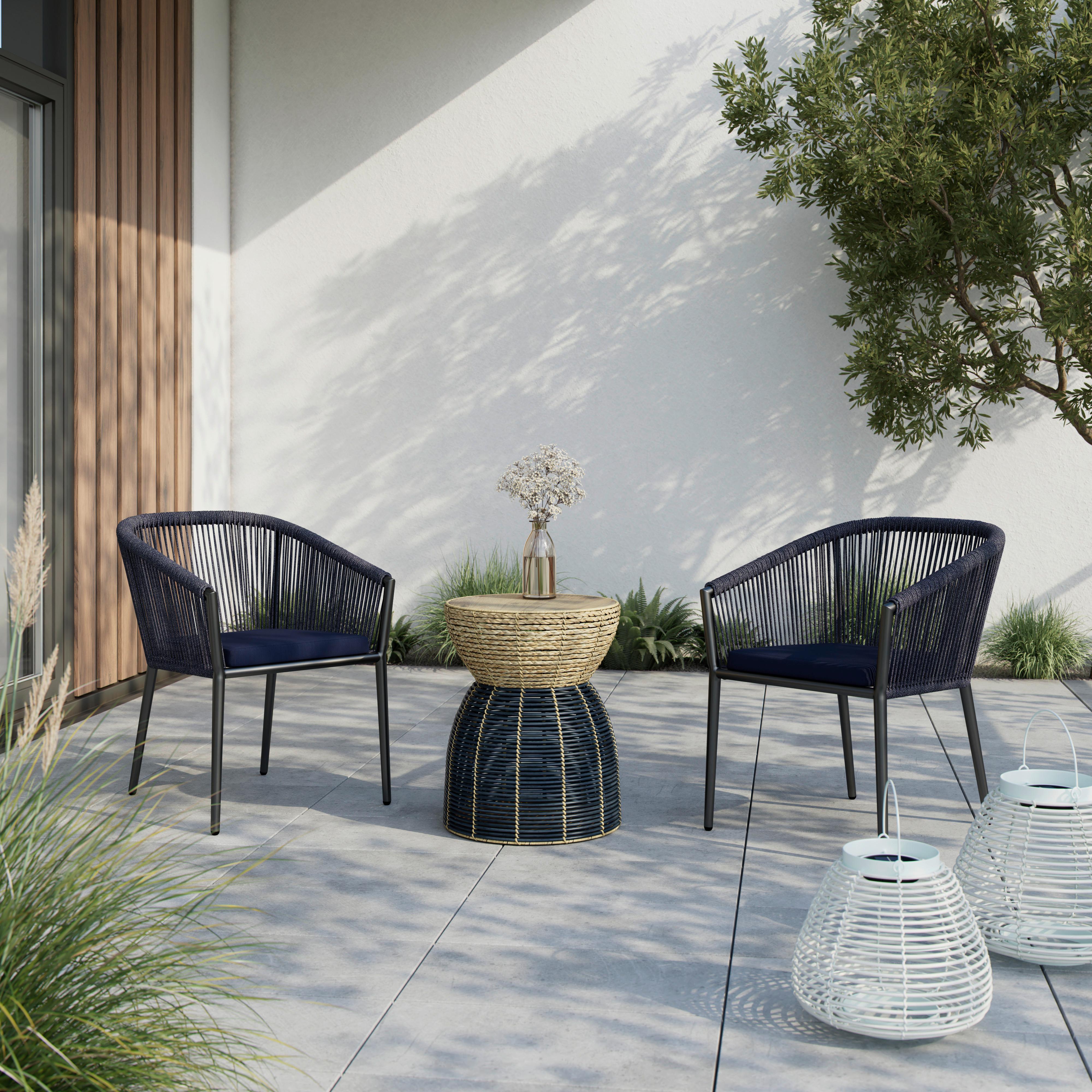 SADA ZÁHRADNÝCH KRESIEL BENICIA - modrá/čierna, Modern, kov/textil (55/76/63cm) - Bessagi Garden