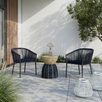 SADA ZAHRADNÍCH KŘESEL BENICIA - modrá/černá, Moderní, kov/textil (55/76/63cm) - Bessagi Garden