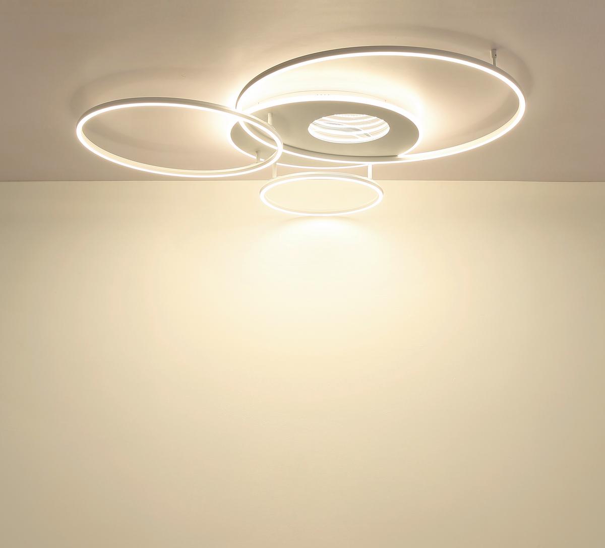 LED-Deckenleuchte Memory-Funktion - Weiß, Design, Kunststoff/Metall (126,4/105,3/13cm) - Globo