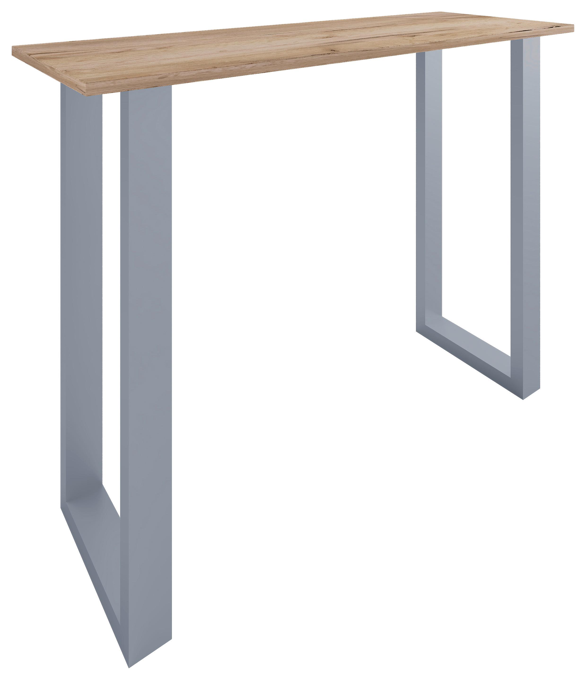 Bartisch Xona B 140x50x102 Cm Honigeiche, Silberfarben - Eichefarben/Silberfarben, KONVENTIONELL, Holzwerkstoff/Metall (140/102/50cm)