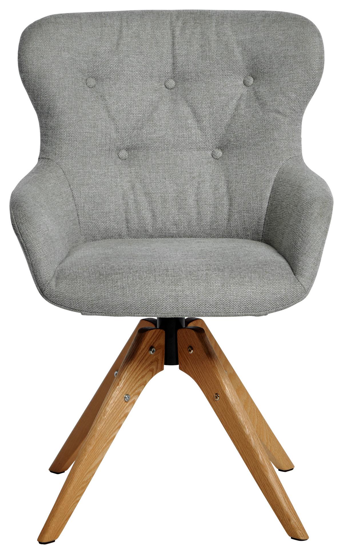 Stuhl Club Hellgrau/eichefarben B: 57 Cm - Eichefarben/Hellgrau, MODERN, Holz/Kunststoff (57/62/91cm) - Livetastic