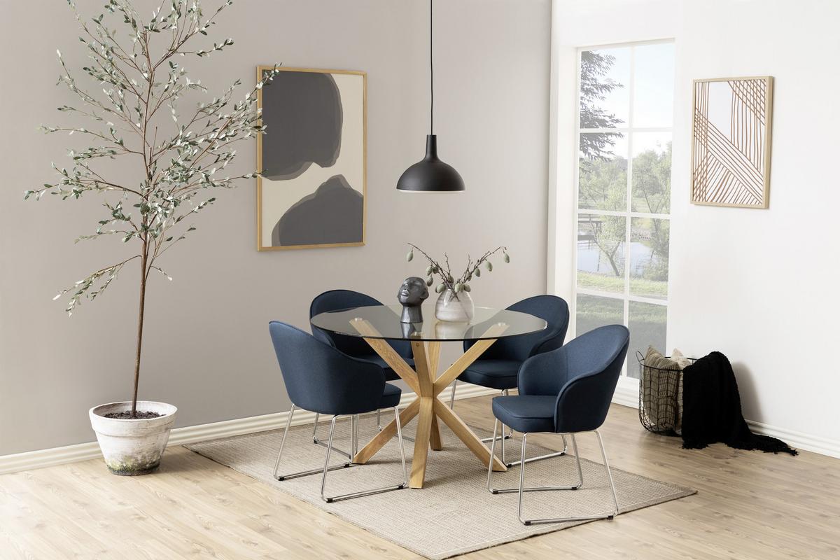 Esstisch Rund Heaven 119x75,5 cm - Klar/Eichefarben, Trend, Glas/Metall (119/75,5cm) - MID.YOU