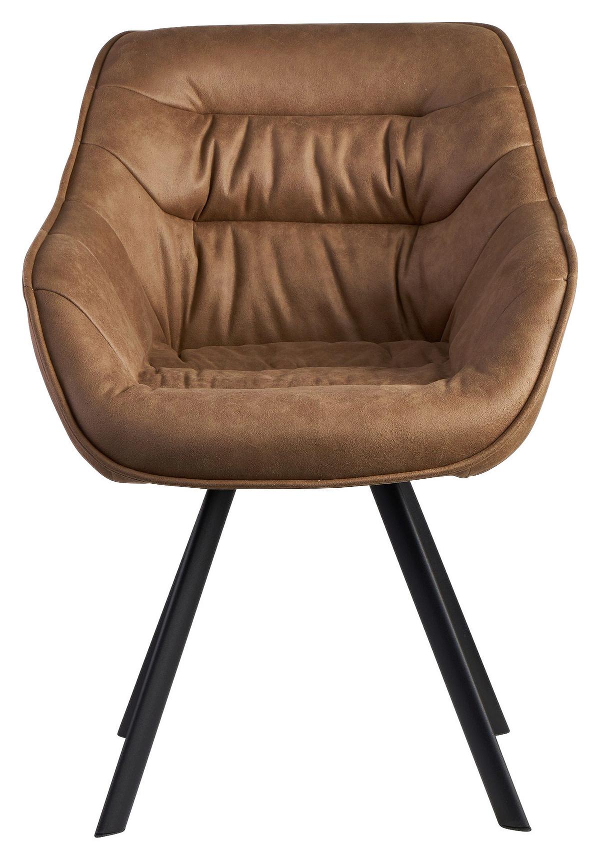 Židle s područkami WOHNLING  hnědá - černá/béžová, Moderní, kov/textil (60/85/64cm) - MID.YOU