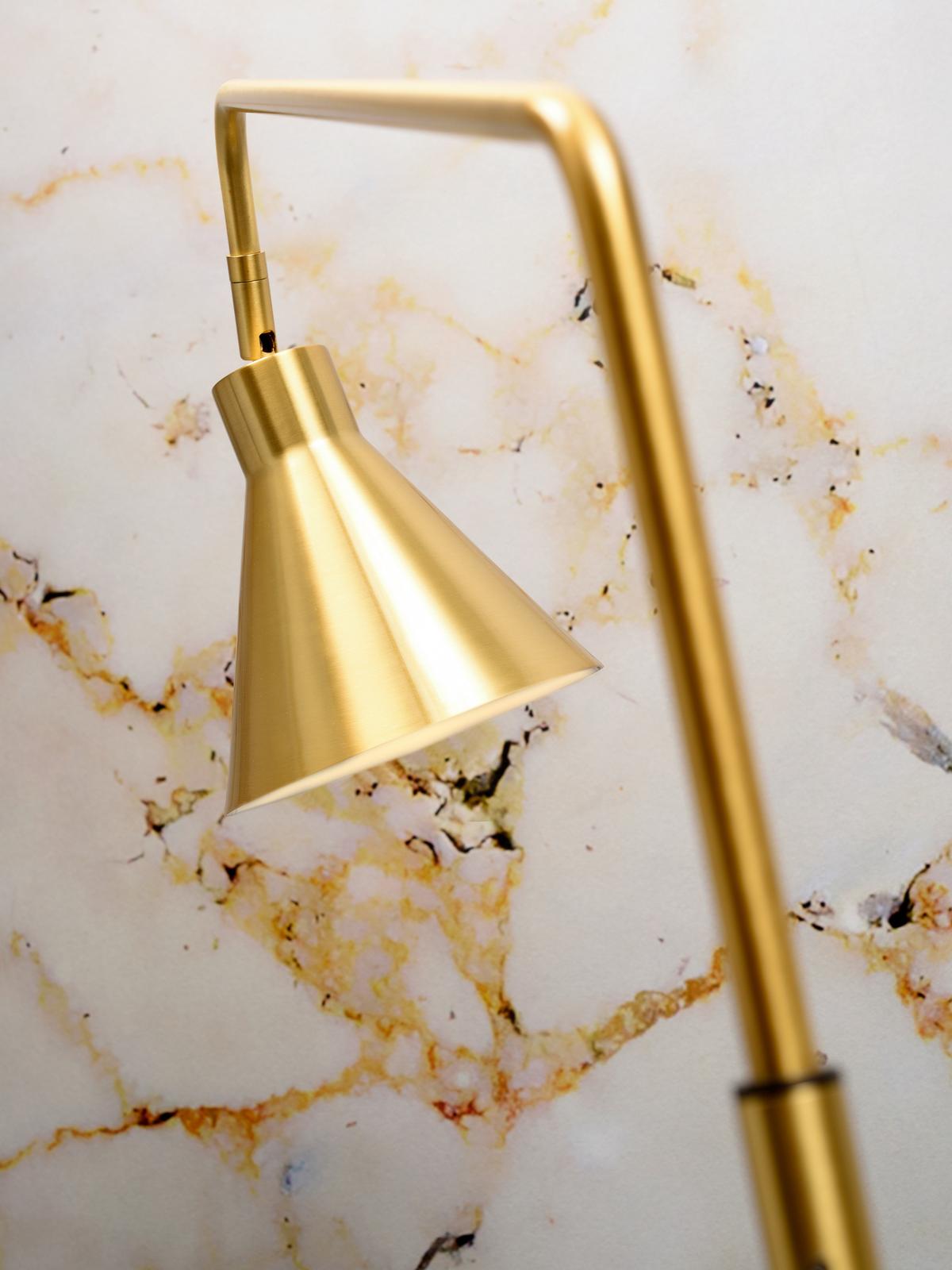 Stehlampe Lyon Goldfarben 1-Flammig drehbar mit Flexarm - Goldfarben, Design, Metall (89/153cm) - It's about Romi