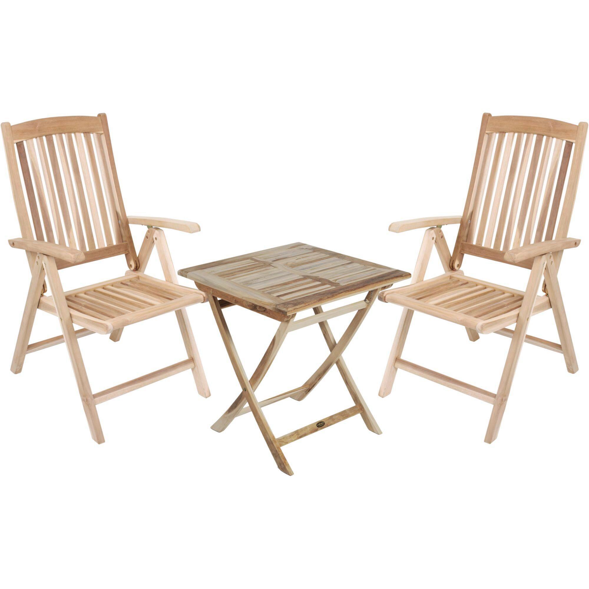 Gartenmöbel Set 3-Tlg. Java Teakholz - Teakfarben, Basics, Holz (70/59/105cm) - Gardenson
