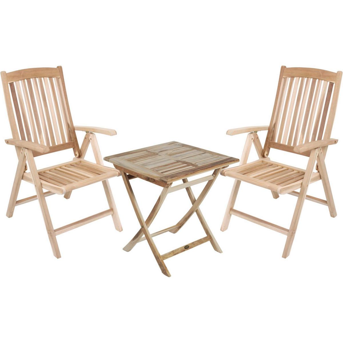 Gartenmöbel Set 3-tlg. Java Teakholz - Teakfarben, Basics, Holz (70/59/105cm) - Gardenson