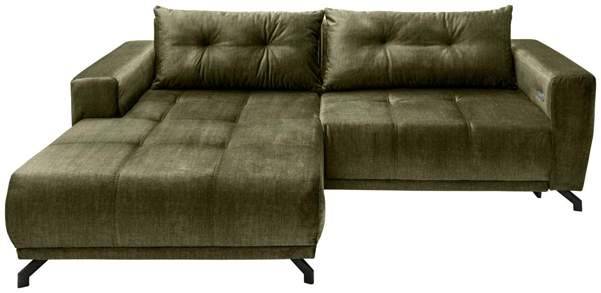 Ecksofa Restato, Grün S: 177x246 cm - Schwarz/Grün, MODERN, Textil (177/246cm) - MID.YOU