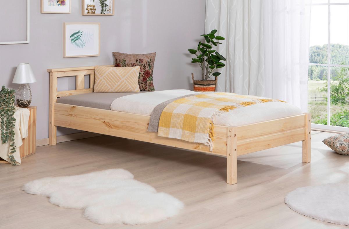 Massivholzbett 90x200 Merci Kiefer Natur - Kieferfarben, KONVENTIONELL, Holz (90/200cm) - MID.YOU