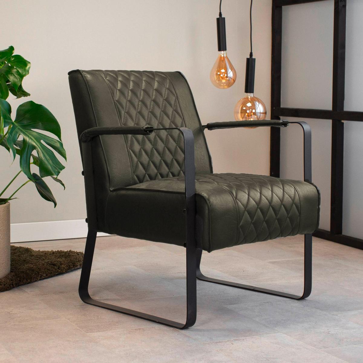 Sessel Stevie Grün B: 65 Cm - Schwarz/Grün, MODERN, Textil (65/82/76cm) - MID.YOU