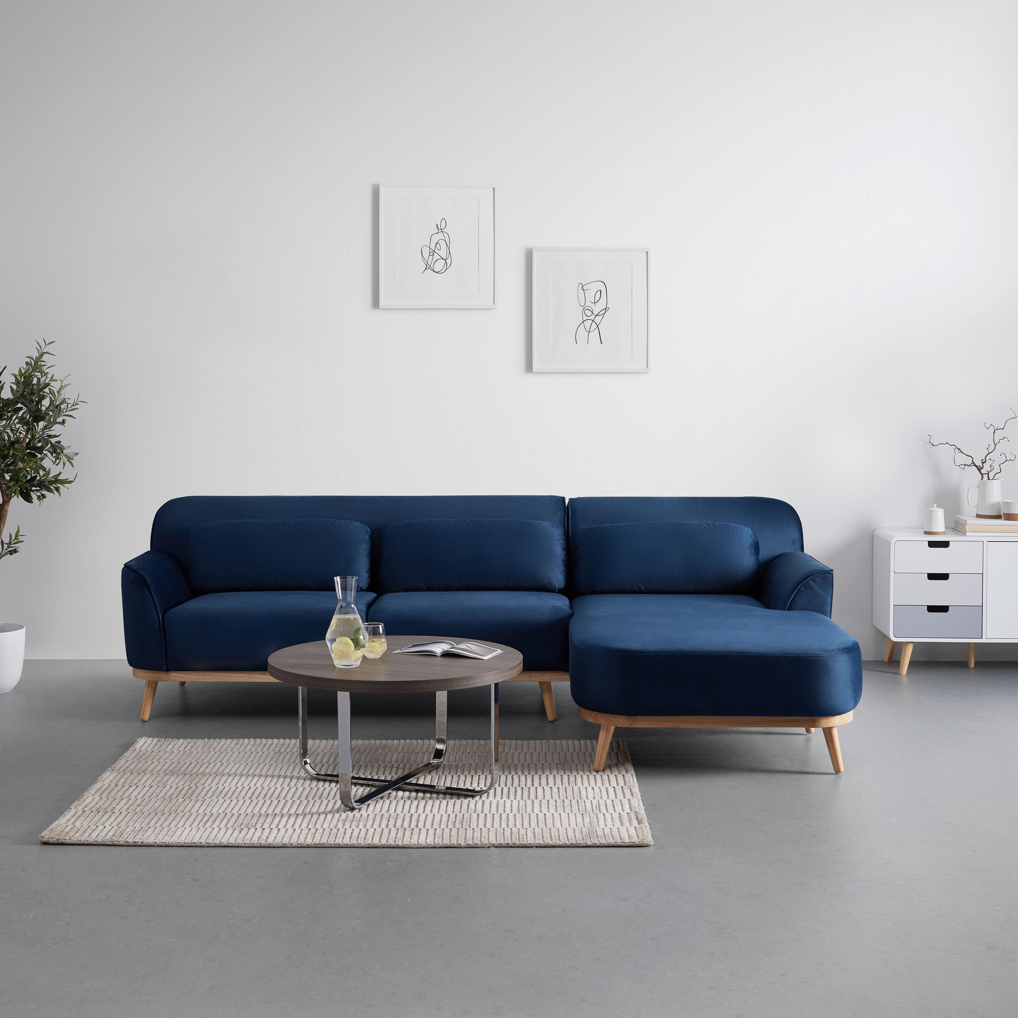 Sedací souprava ADRIANA modrá - modrá, Moderní, dřevo/textil (268/77/161cm) - Bessagi Home