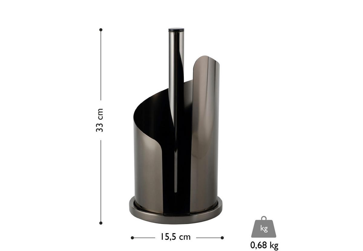 Küchenrollenhalter Edelstahl Schwarz Rutschfest - Schwarz, Basics, Metall (15,5/33cm) - Echtwerk