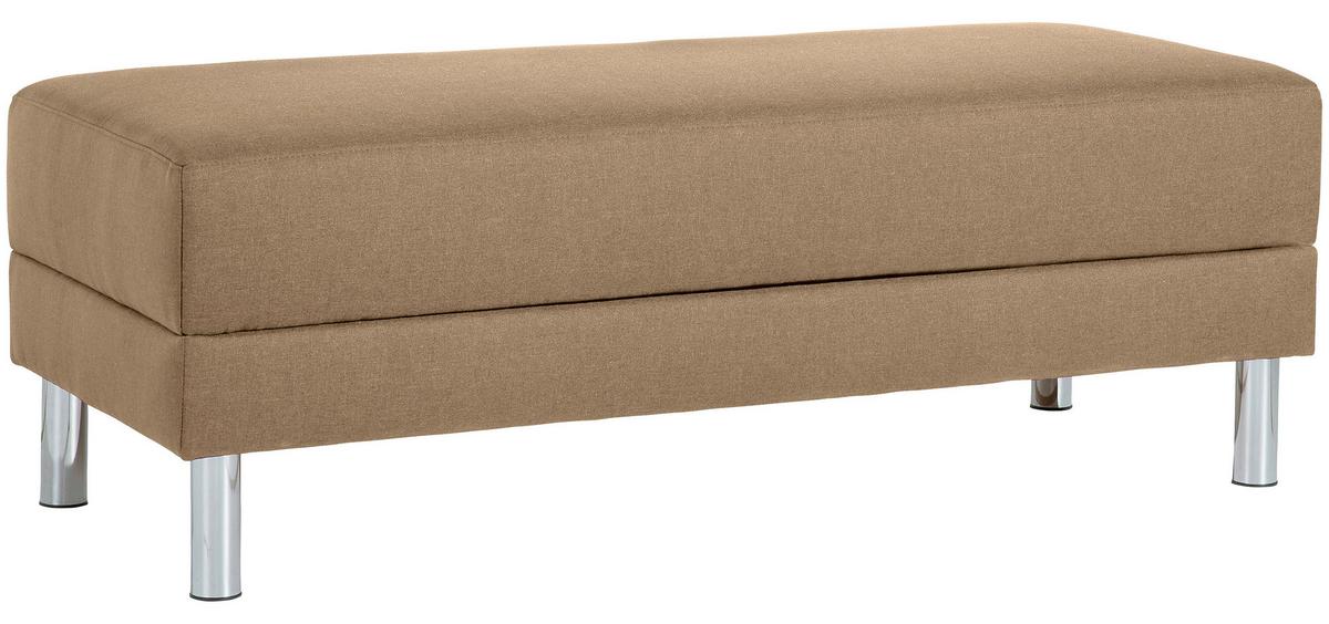 Ecksofa mit Schlaffunktion Just Fashion Sandfarben - Sandfarben/Chromfarben, KONVENTIONELL, Textil (152/230cm) - Max Winzer