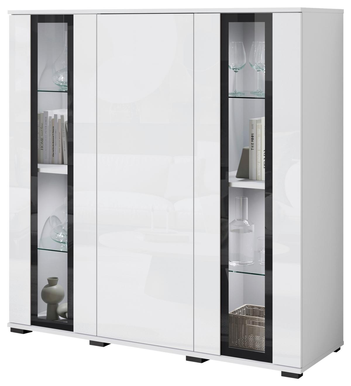 VYSOKÁ KOMODA CARO 120 - bílá/černá, Design, kompozitní dřevo/plast (120/121,9/39,5cm) - Livetastic