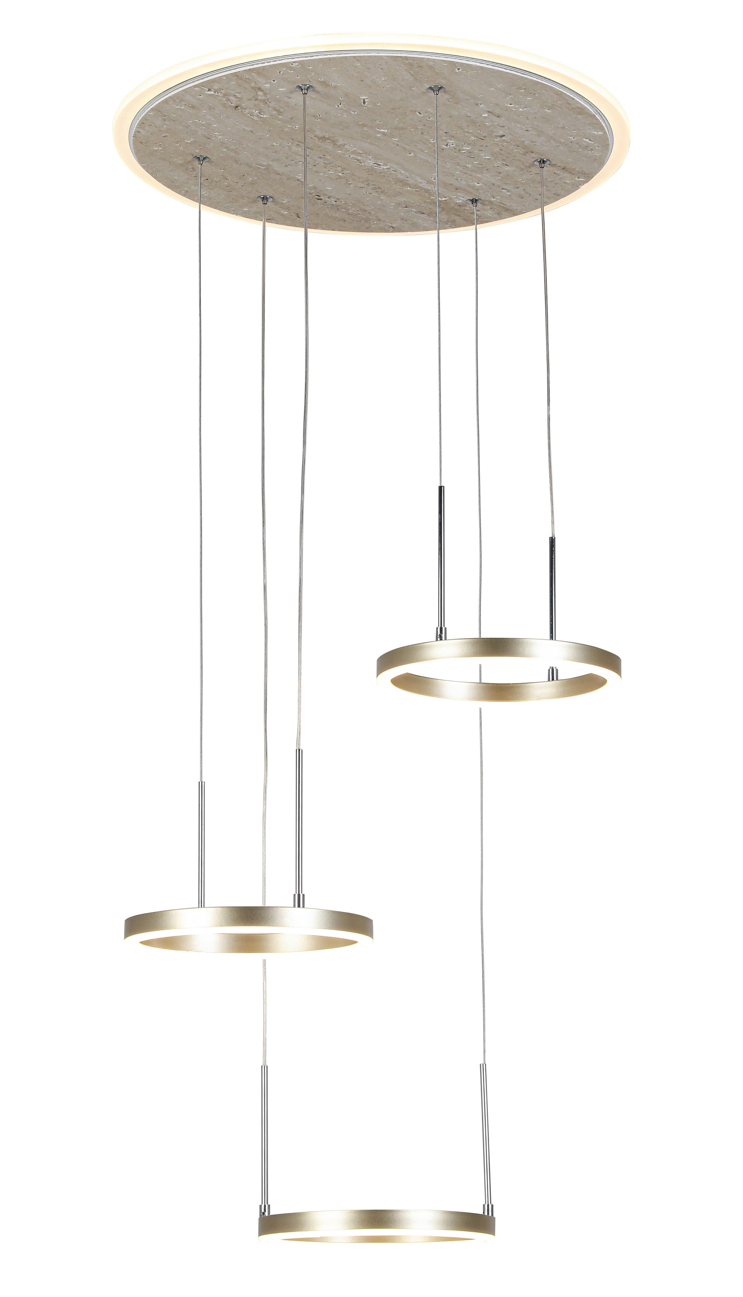 ZÁVESNÉ LED SVIETIDLO STONI - šampanská, Modern, kov/plast (42/42/150cm) - Mömax