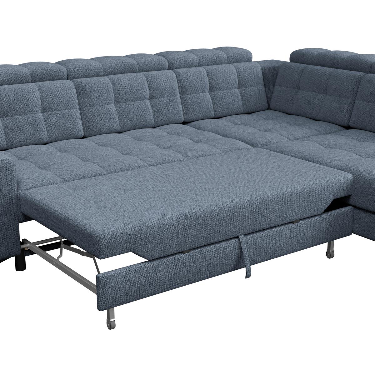 Ecksofa Barletta New Velours Blau, 289x228cm - Blau/Schwarz, ROMANTIK / LANDHAUS, Textil (289/228cm) - Luca Bessoni