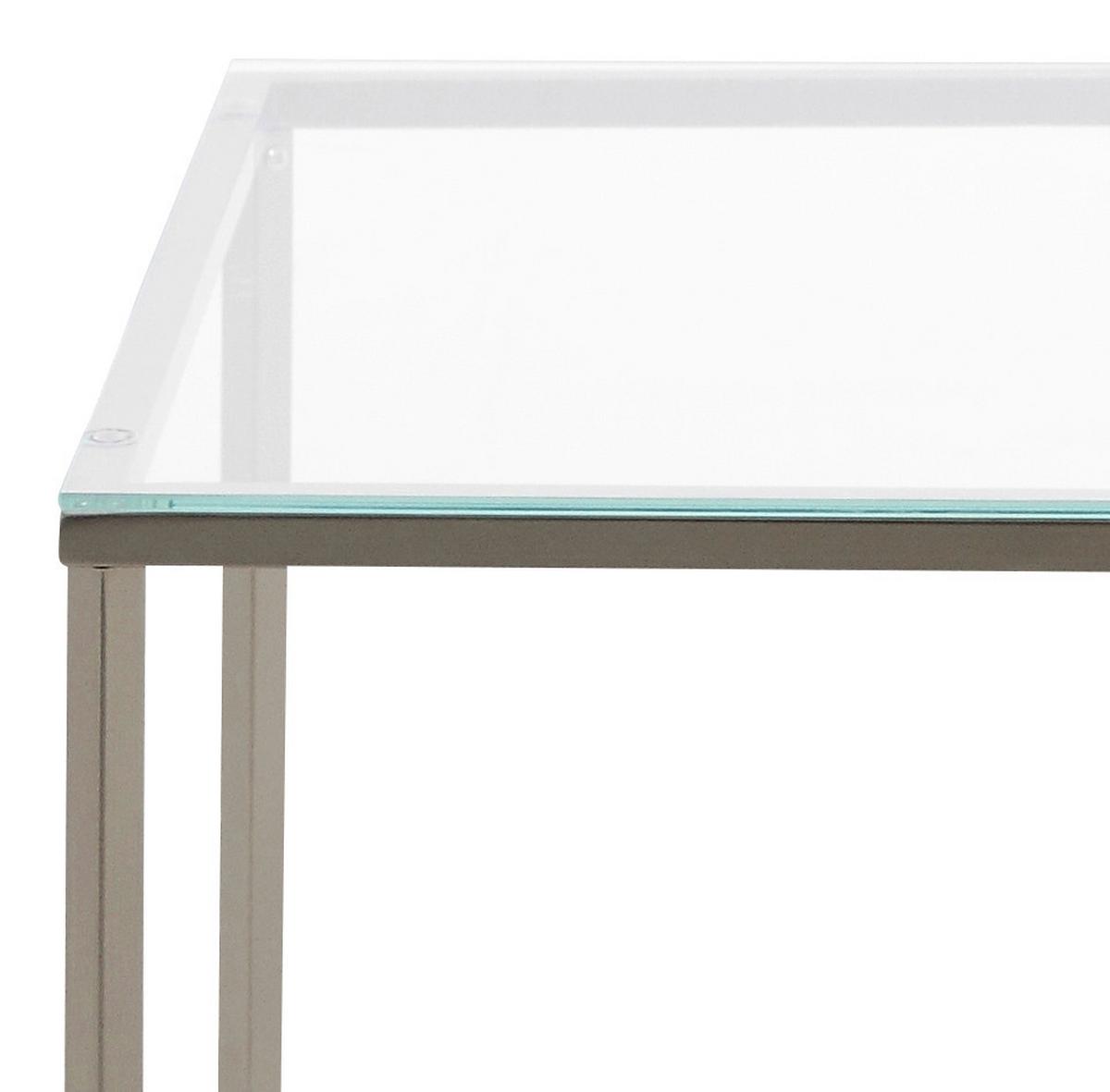 Beistelltisch mit Glasplatte Cross, Klar/Chrom - Chromfarben/Klar, Design, Glas/Metall (50/50/45cm) - MID.YOU