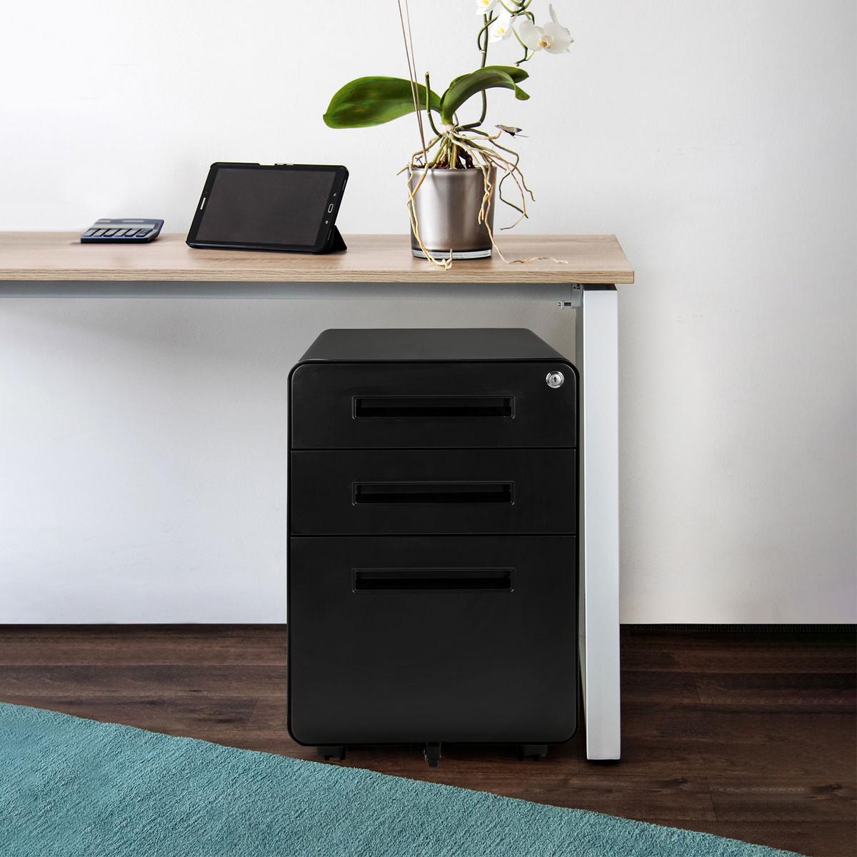 Rollcontainer Color Plus I Schwarz - Schwarz, MODERN, Kunststoff/Metall (40/60/50cm) - MID.YOU