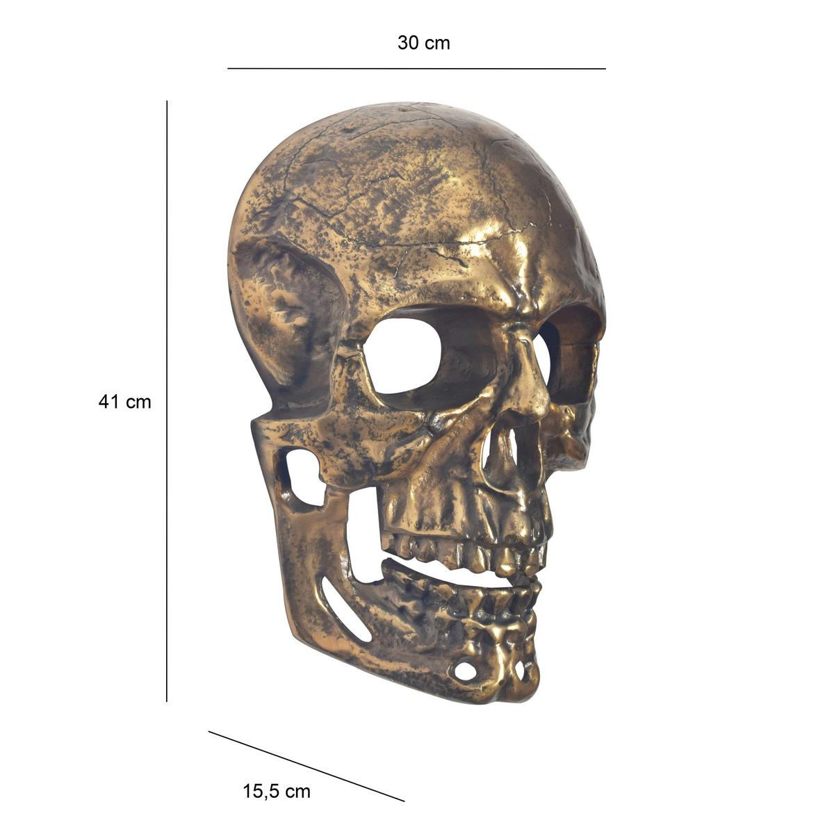 Wanddeko Schädel Goldfarben B: 30 Cm - Goldfarben, Design, Metall (30/41/15,5cm) - Livetastic