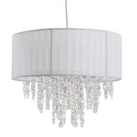 Hängeleuchte Kristallo H: 23cm 1-Flammig Mit Kristallen - Transparent/Weiß, LIFESTYLE, Kunststoff/Textil (30/23cm) - Näve