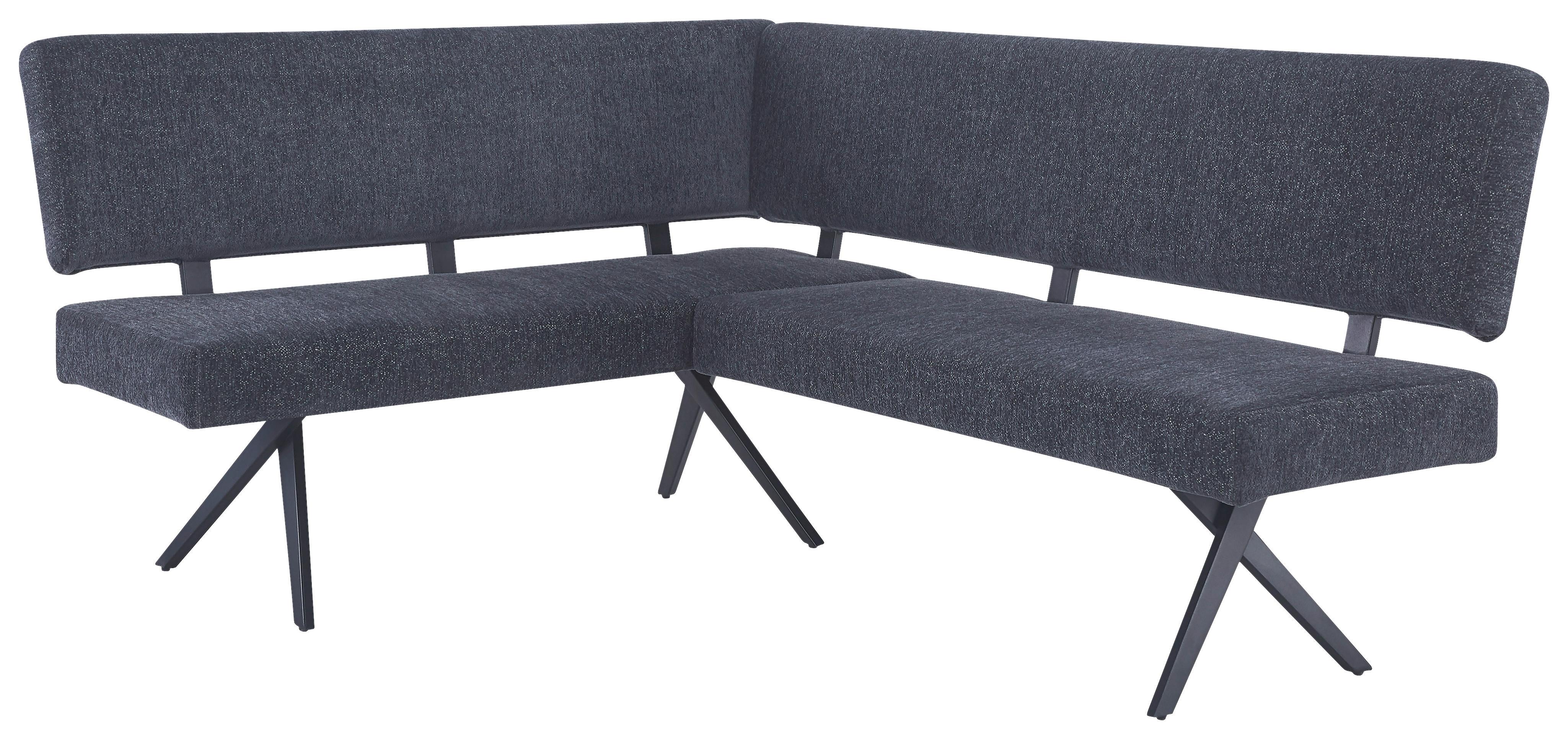 Eckbank Chios Leinenoptik Grau, S: 150x190cm - Dunkelgrau/Schwarz, KONVENTIONELL, Textil/Metall (150/190cm) - MID.YOU