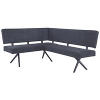 Eckbank Chios Leinenoptik Grau, S: 150x190cm - Dunkelgrau/Schwarz, KONVENTIONELL, Textil/Metall (150/190cm) - MID.YOU