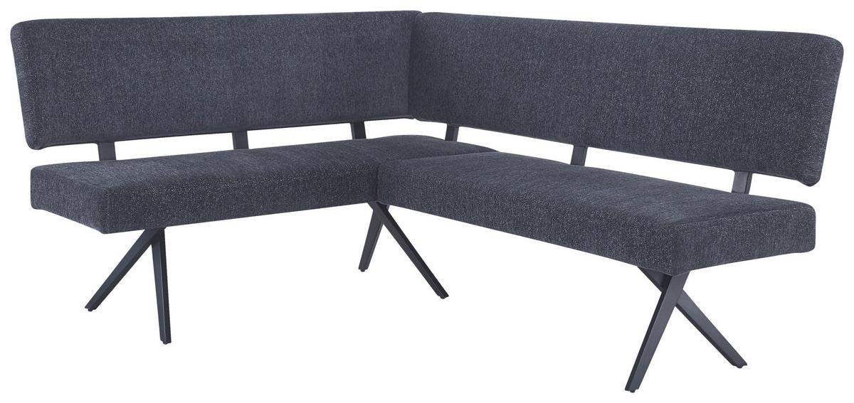 Eckbank Chios Leinenoptik Grau, S: 150x190cm - Dunkelgrau/Schwarz, KONVENTIONELL, Textil/Metall (150/190cm) - MID.YOU