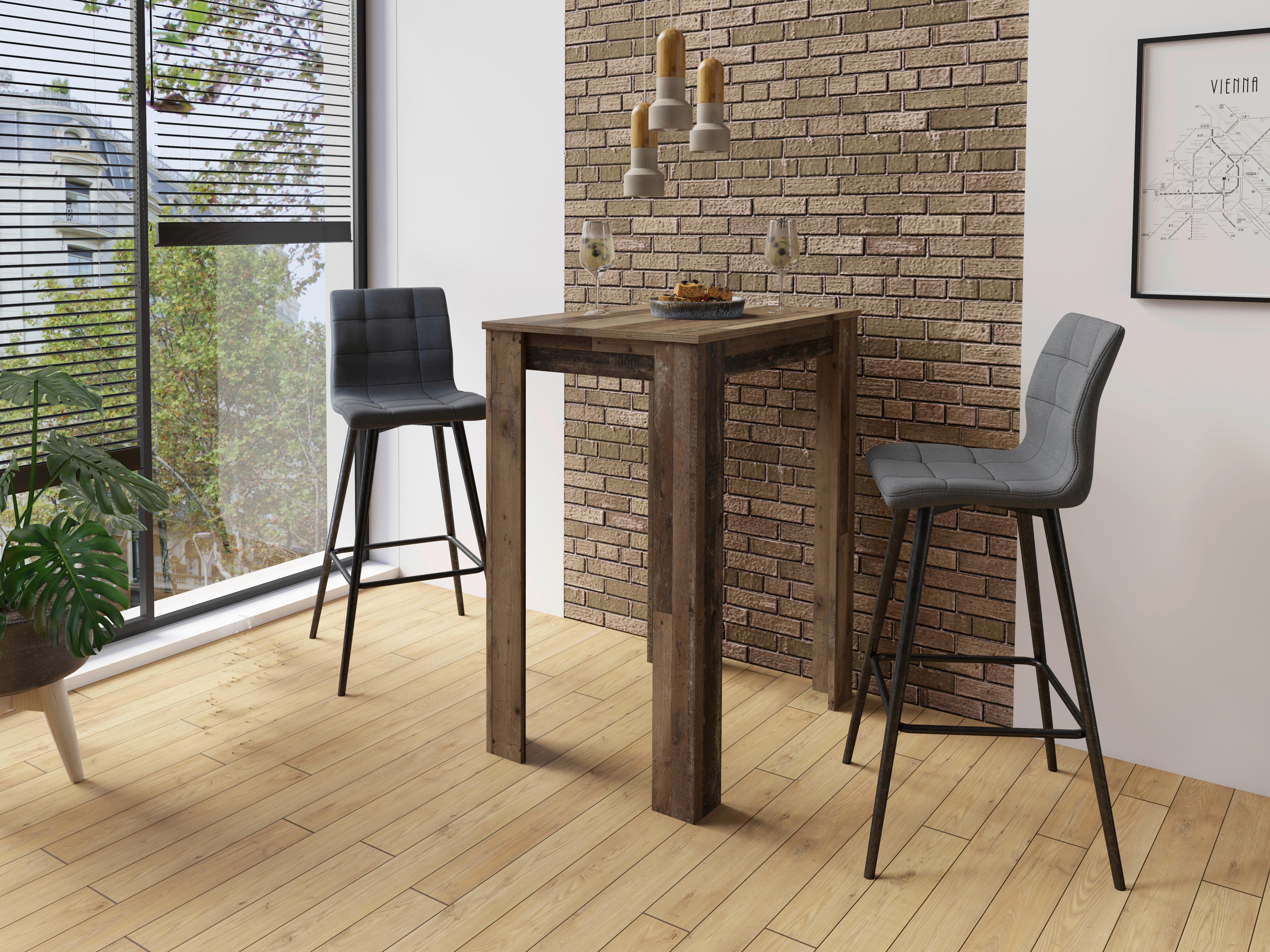 Tischgruppe Tg Nele-Simone - Alteiche/Anthrazit, MODERN, Holzwerkstoff/Textil (80/104/60cm) - MID.YOU