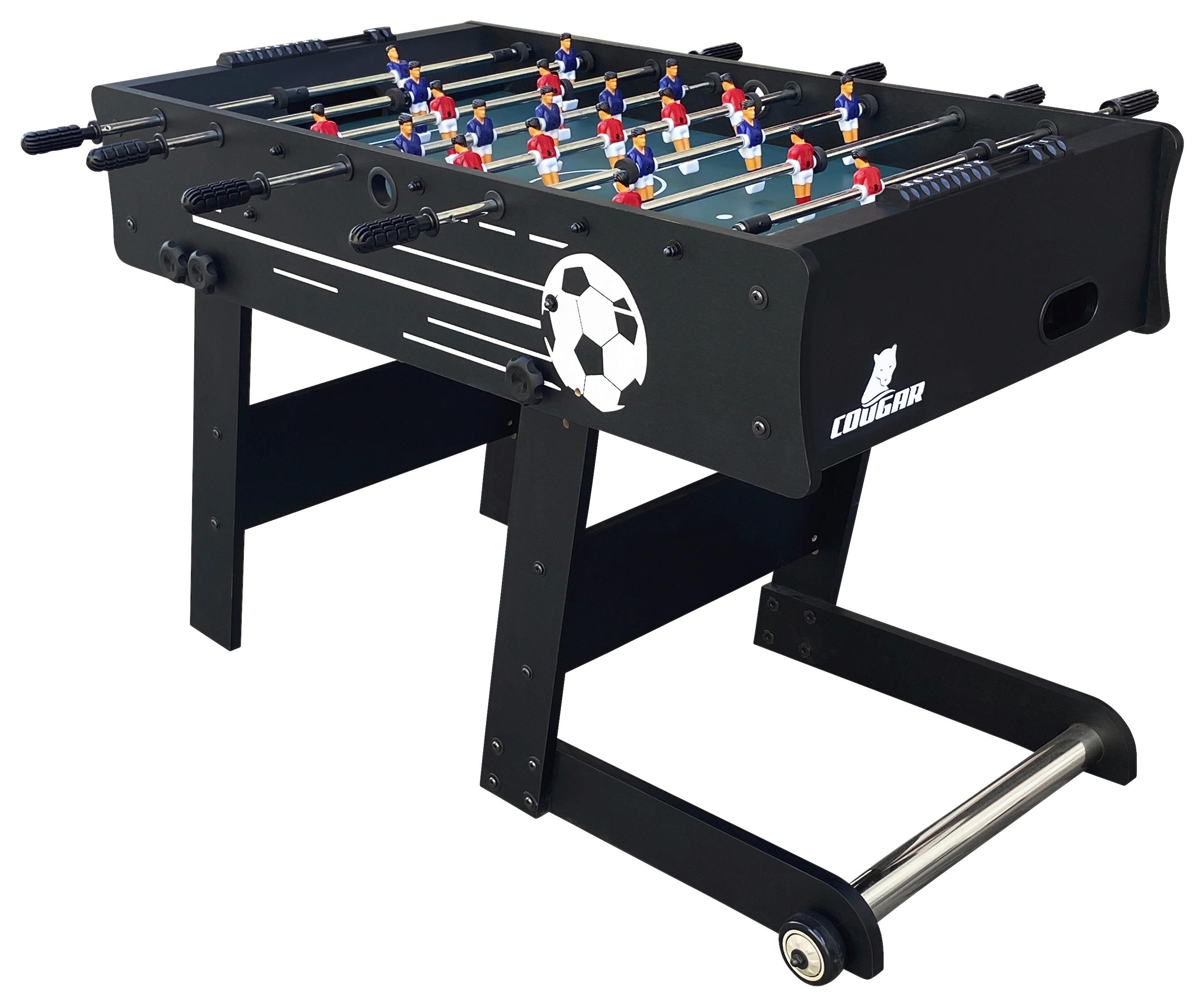 Tischfußball Holz Schwarz 2 Bälle, Klappbar