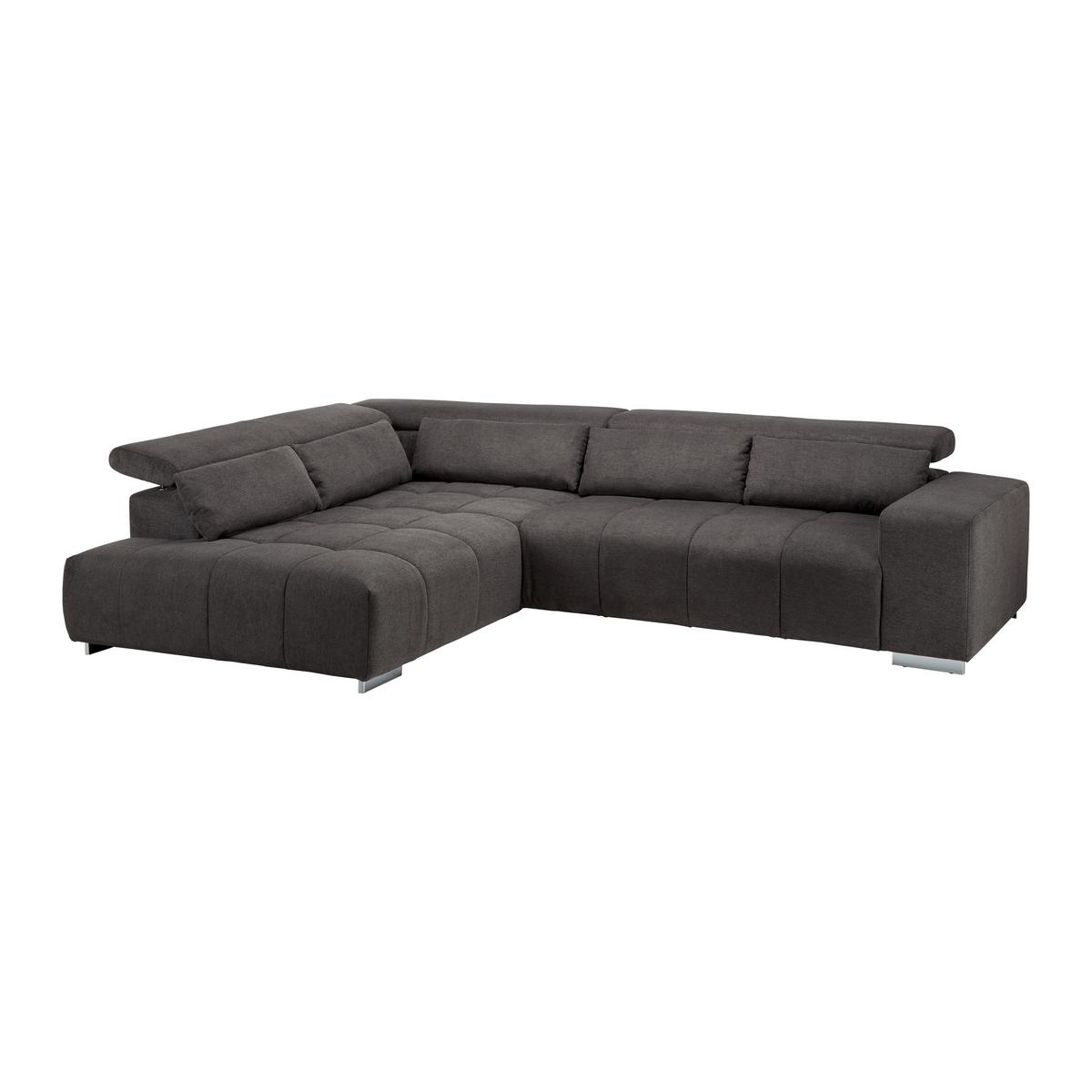Sedacia súprava Orion, sivá - ľavé prevedenie - sivá/chrómová, Modern, kov/textil (310/70-88/225cm) - Bessagi Home