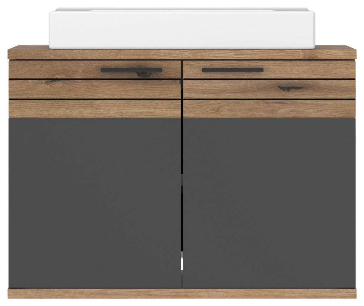 Waschtischkombi Cotia Cotlu 1 - Eichefarben/Anthrazit, MODERN, Keramik/Holzwerkstoff (80/57/48cm) - James Wood