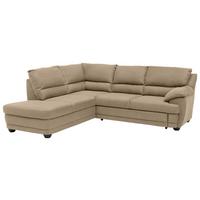 Ecksofa mit Schlaffunktion Nebolo Sandfarben 225x246 cm - Sandfarben/Schwarz, Design, Textil (225/246cm) - Livetastic