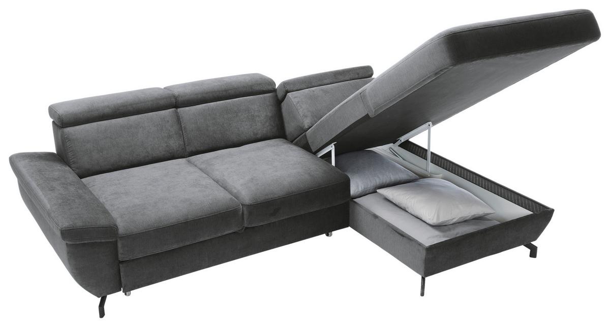 Ecksofa Rima - Anthrazit/Silberfarben, MODERN, Textil (262/182cm) - Trendmanufaktur