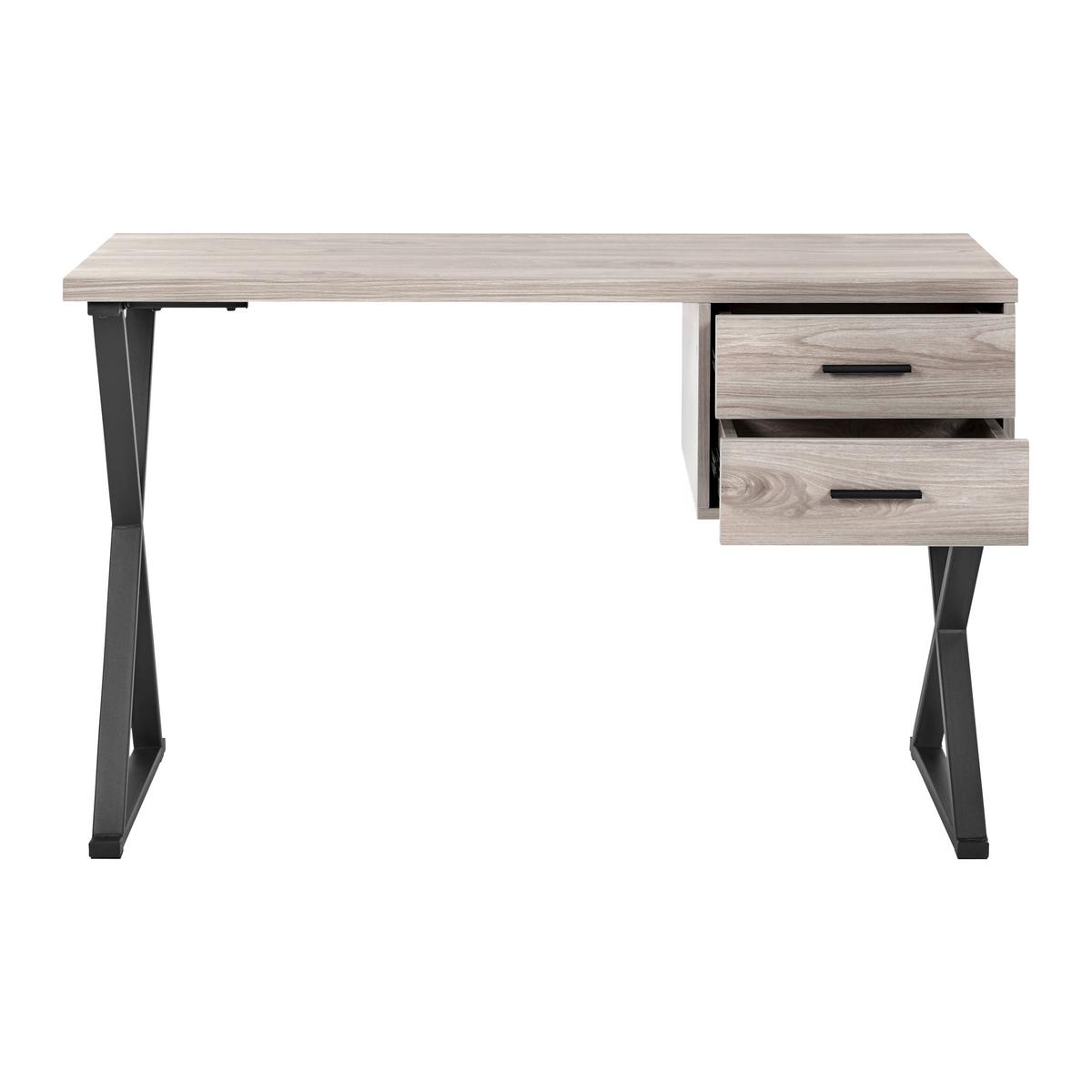 Psací stůl JULE dekor jasan - černá/barvy jasanu, Moderní, kov (120/50/76cm) - Bessagi Home